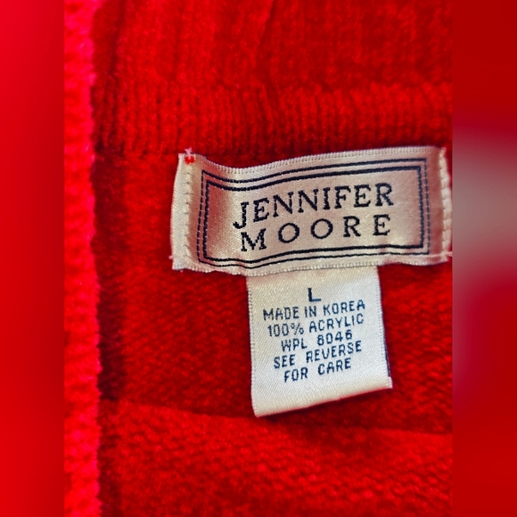 Vintage Jennifer Moore Chenille Black & Red High Neck Fairisle Christmas Sweater - Picture 15 of 15